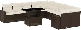 vidaXL Set canapele de grădină cu perne, 11 piese, maro, poliratan
