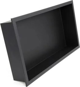 Raft incastrat dreptunghiular Balneo Wall-Box 60x30x10 cm negru periat