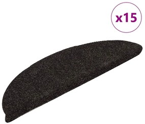 vidaXL Covorașe pentru scări autoadezive, 15 buc., 56x17x3 cm, maro închis, semirotunde