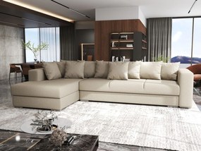 Colțar extensibil dumonde cu ladă de depozitare si sezut confortabil din spuma high-density, Gloria Enjoy Camel 320x183 cm