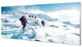 Tablouri pe sticlă Alpinism munți în timpul iernii