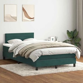 vidaXL Pat box spring cu saltea, verde închis, 120x210 cm, catifea