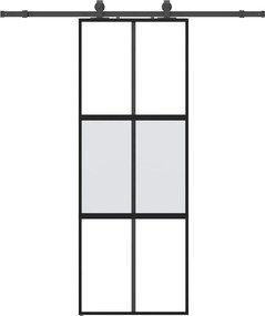 vidaXL Ușă glisantă cu set feronerie neagră 76x205cm sticlă securizată
