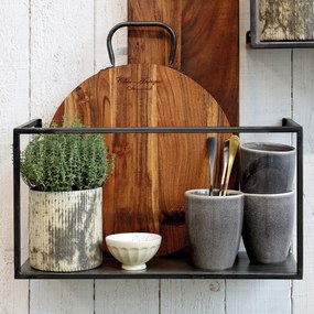 Set de 3 etajere metalice de perete, negru, cu aspect rustic
