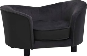 vidaXL Canapea pentru câini negru 69x49x40 cm, pluș/piele ecologică