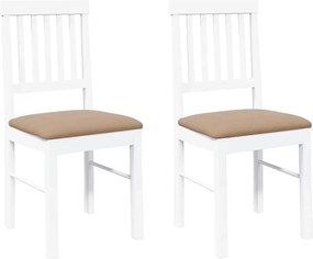 vidaXL Scaune de sufragerie cu perne 2 buc cauciuc din lemn masiv alb