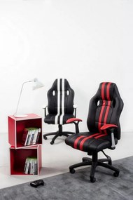 Scaun de birou ajustabil negru/rosu din piele ecologica si metal, Spider Bizzotto