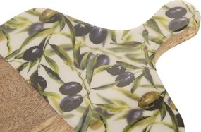 Tocător bucătărie Cottage imprimat natural din lemn de mango cu structură din lemn – "Olivia"