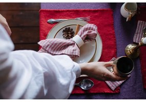 Suporturi pahare din in roz 4 buc. – Linen Tales