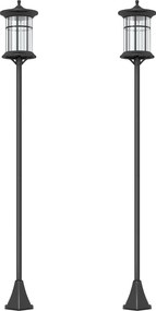 Outsunny Set de două lampioane solare tradiționale de 1,8m - Negru | Aosom Romania