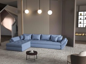 Colțar extensibil dumonde cu ladă de depozitare si sezut confortabil din spuma high-density, Loana XL Enjoy Albastru 335x185 cm