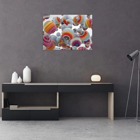 Tablou pe sticlă cu bile pictate (70x50 cm)