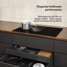 Klarstein Plită cu inducție Velaire cu hotă integrată — elegantă, minimalistă, puternică, 8400 W, 80 cm