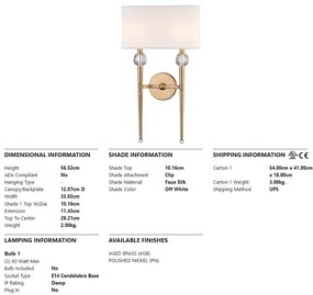Aplica de perete design clasic ROCKLAND alama antichizata, cu 2 surse de lumina