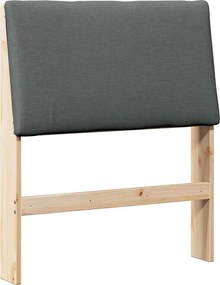 vidaXL Tăblie tapițată Gri închis 75 cm Lemn de pin masiv