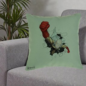 Perna Personalizata One Punch Man Saitama Pumn, 40x40 cm, Verde, Husa Detasabila, Perna Inclusa, BEKZ®