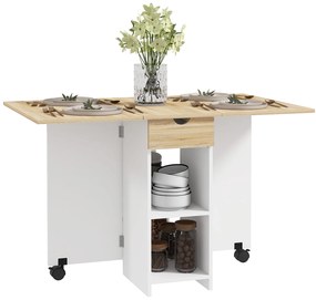HOMCOM Masa de dining pliabilă masă de bucătărie extensibilă pentru 2 până la 4 persoane 2 aripi 120 x 72 x 75 cm stejar | Aosom Romania