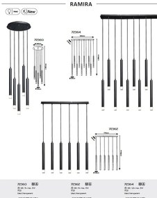 Lustra suspendata stil minimalist Ramira 5L negru