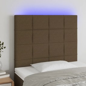 3122401 vidaXL Tăblie de pat cu LED, maro închis, 80x5x118/128 cm, textil