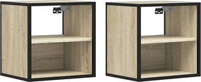 vidaXL Noptiere de perete, 2 buc., stejar sonoma, 40x31x39,5 cm