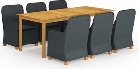 vidaXL Set mobilier de grădină, 7 piese, gri închis