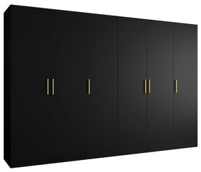 Dulap de haine 300 cm Borry 1 (Negru + Auriu). 1125796