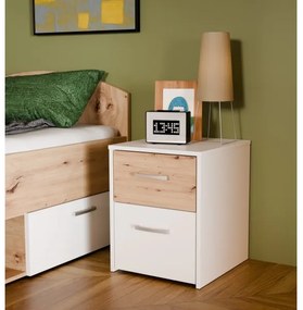 Noptieră URO, stejar artisan/alb