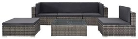 44607 vidaXL Set mobilier de grădină cu perne, 6 piese, gri, poliratan