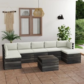 3062021 vidaXL Set mobilier grădină paleți cu perne, 8 piese, lemn masiv pin