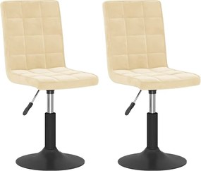 vidaXL Scaune de bucătărie pivotante, 2 buc., crem, catifea