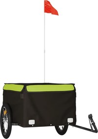vidaXL Remorcă pentru biciclete, negru și verde, 45 kg, fier