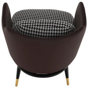 Fotoliu design, model alb-negru/ piele ecologică maro, EMREN
