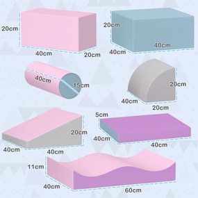 HOMCOM Set de Cuburi Moi pentru Copii, stimulează creativitatea, piele artificială, 40x40x20 cm, Multicolor, 1-3 ani | Aosom Romania