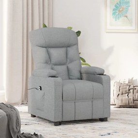 vidaXL Fotoliu rabatabil electric, gri deschis, textil