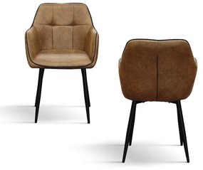 SET 2 Scaune Industry tip fotoliu, piele ecologica, structura metalica - MARO CAMEL - STANDARD