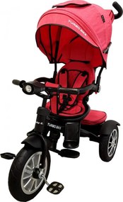 Tricicleta cu copertina Baby Care™ Turbo Bike , Cu far luminos, Roti din cauciuc, Pozitie somn, Pedale si maner pentru parinti, Scaun reversibil cu