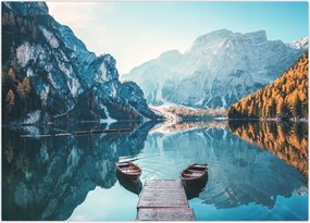 Tablou - Bărci pe Lacul Braies (70x50 cm)