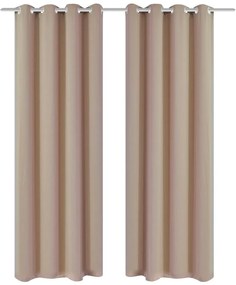 Draperii opace cu inele metalice, 2 buc., crem, 135 x 245 cm
