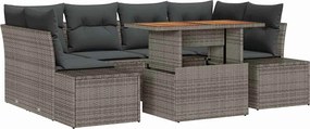 vidaXL Set de canapele pentru grădină 7 pcs Gri Rattan poli