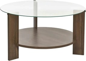 Masuta cafea CLARA, nuc, PAL/sticla, 75x75x40 cm