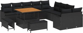 vidaXL Set de canapele pentru grădină cu pernă cu pernă 13 pcs Negru