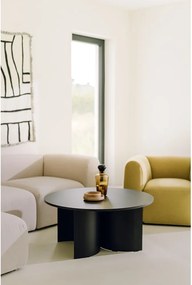 Măsuță de cafea neagră rotundă cu blat cu aspect de lemn de frasin ø 95 cm Gavo – noo.ma