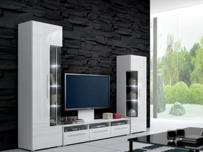 Mobilier living Ramon II (alb + alb) (cu iluminat). 611015