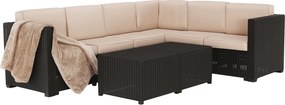 Set de grădină din rattan, 3 piese, maro/bej, RODEN