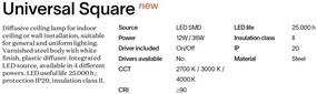 Plafoniera LED perete/tavan Universal pl d22 square 2700k