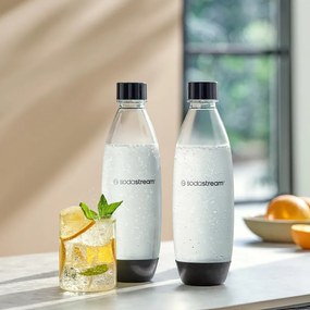 Set de sticle de carbonatare SodaStream Fuse, 1 l, 2 buc, fără BPA, compatibile cu DUO, ART, TERRA, GAIA, negru