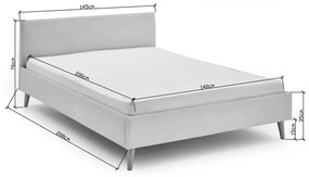 Pat matrimonial bej tapițat fără somieră 140x200 cm Wicki – Meise Möbel