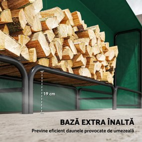 Outsunny Suport Lemne de 1m³ Reglabil cu Acoperire Impermeabilă 300x36x99 cm | Aosom Romania