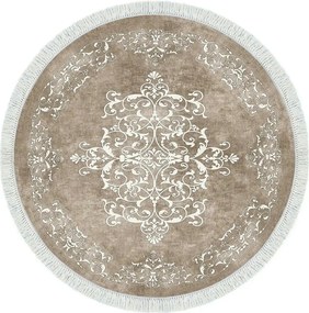 Covor ALN400616BJ18, 180x180 cm, forma rotunda, poliester, bej