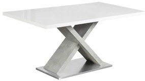 Masa Bucatarie Si Dining, Alb HG extra lucios/beton, 160x90 cm, FARNEL